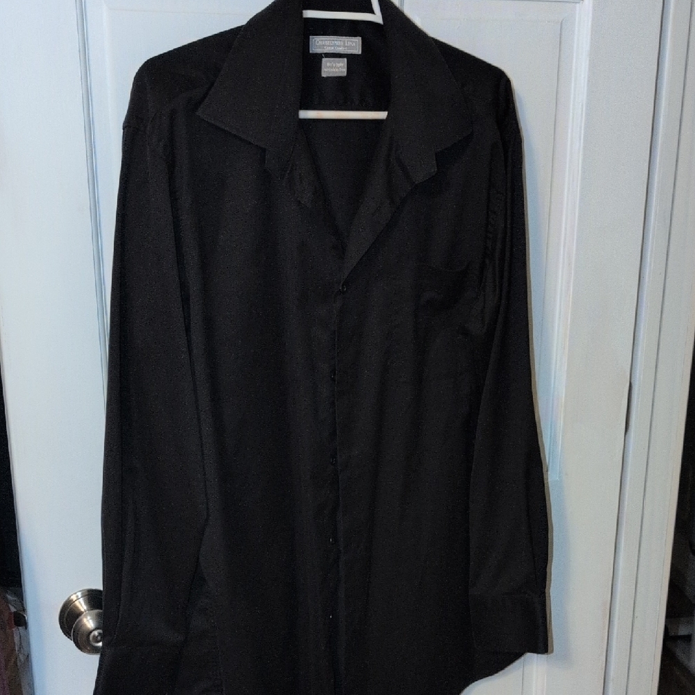 Christopher Lena Black Dress Shirt 17 1/2 -34 35.